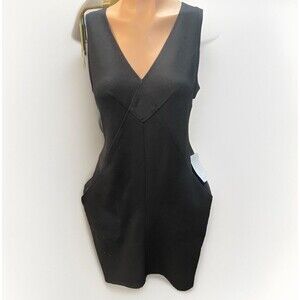 MAX STUDIO Size 8 New with Tags $98 KNIT DRESS w POCKETS Black Stretchy